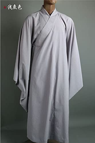 Unisex 6-farbige Shaolin-Mönch-Kung-Fu-Anzüge, buddhistische Zen-Lay-Robe, Meditationskleidung (Farbe: Mulan, Größe: L) (Grau XS)