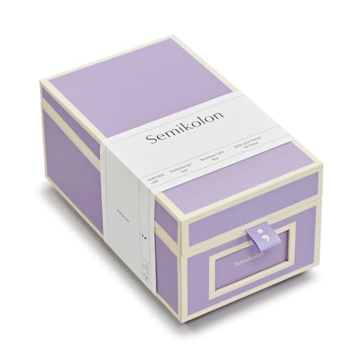 Semikolon 370086 Visitenkartenbox – alphabetisches Register – 10,5 x 18 x 8,3 cm – Business-Card-Box – lilac silk lila