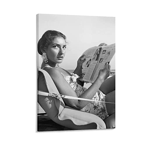 XXJDSK Foto Auf Leinwand Die Sopranistin Maria Callas On Beach Modern Family Schlafzimmer Dekor Poster 60X90cm Kein Rahmen