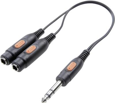 SpeaKa Professional Klinke Audio Y-Adapter [1x Klinkenstecker 6.35 mm - 2x Klinkenbuchse 6.35 mm] Schwarz (SP-7869836)