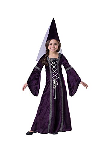 Dress Up America Mittelalterliches Prinzessin Kostüm - Renaissance Dress Up Set für Mädchen - Set Inklusive lila Kleid und Hennin-Hut - S (4-6