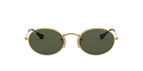 Ray-Ban Unisex-Erwachsene Oval Flat Lenses Sonnenbrille, Gold (Gestell: Gold,Gläser: grün 001), Medium (Herstellergröße: 51)