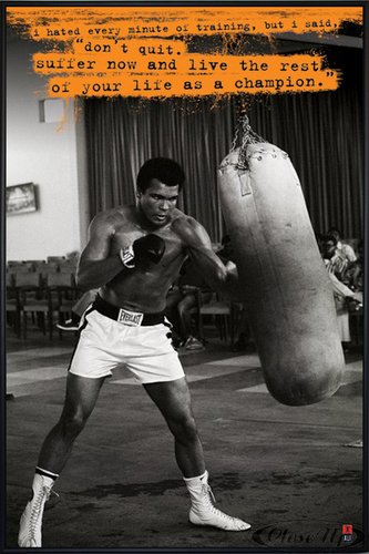 Close Up Muhammad Ali Poster Sandsack (93x62 cm) gerahmt in: Rahmen schwarz