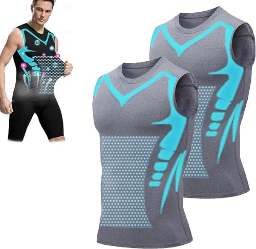 Qiawi Ionic Shaping Vest, Ionic Shaping Sleeveless Shirt for Men, Menionic Tourmaline Posture Corrector Vest (2pcs-E,3XL)