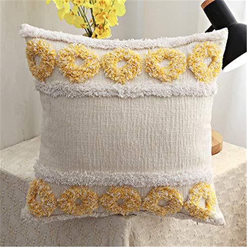 Nicole Knupfer 1PC 45 * 45cm Boho Kissenbezug Kissen Tufted Tassel Woven Decorative Kissenbezug für Couch Sofa Schlafzimmer Wohnzimmer (D)