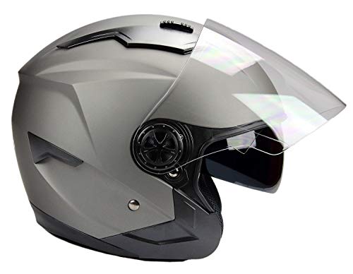 BNO Jethelm mit Langvisier Jet300 Motorradhelm Roller Helm Schutzhelm Matt Schwarz (S-XXL) (M)