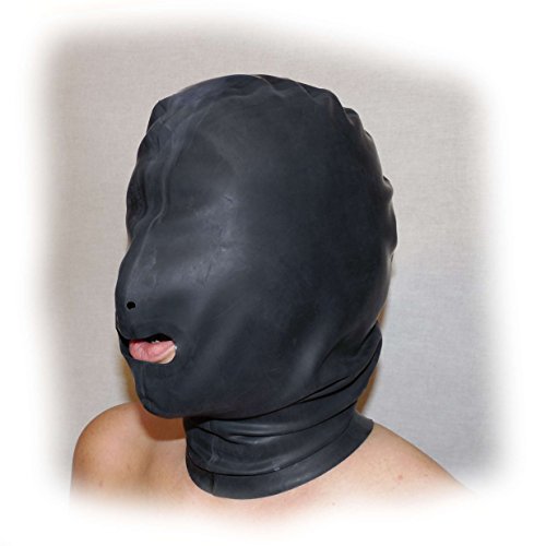 Latex Maske Mund offen Schwarz 0,4 mm Size:XL