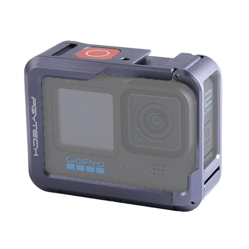 PGYTECH Kamerakäfig für Gopro 12 GoPro 11, Aluminiumlegierung, schützender Vlogging Kamerahmen für Gopro, magnetischer Schnellkupplung, 6,35 mm Gewindeanschluss für Mikrofon, Kameralicht