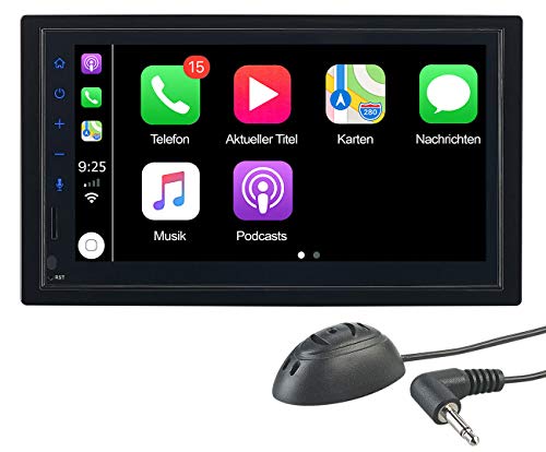 CREASONO Doppel DIN Radio: 2-DIN-Autoradio mit Freisprechfunktion, Apple CarPlay, 17,1-cm-Display (Carplay Radio)