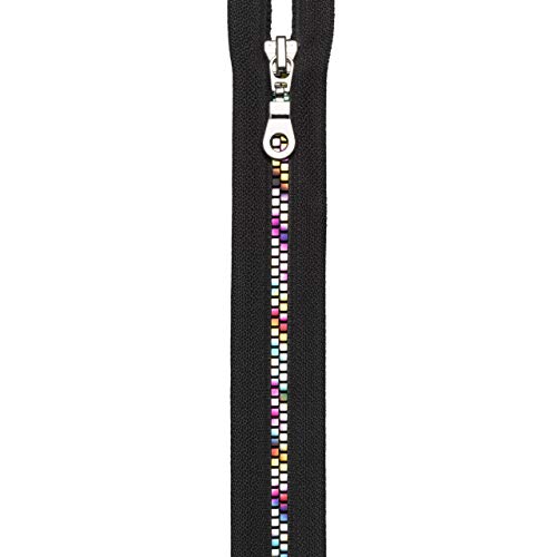 Prym 468602 S14 teilbar 60 cm schwarz/Regenbogen Reißverschluss, Polyester
