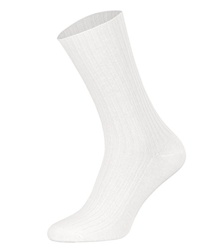 Tobeni 10 Paar Herren Socken Arztsocken 100 Baumwolle ohne Gummi Spitze handgekettelt Farbe Weiss Grösse 43-46