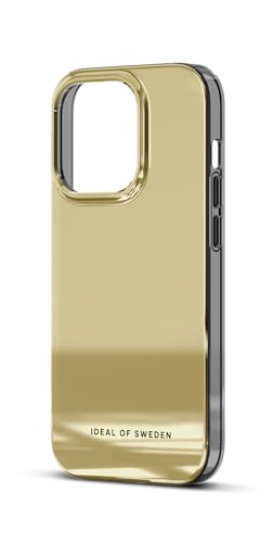 IDEAL OF SWEDEN Durchsichtige Handyhülle mit erhöhten Kanten und Nicht vergilbenden Materialien, fallgetesteter Schutz mit Spiegel Finish, kompatibel mit iPhone 14 Pro (Gold Mirror)