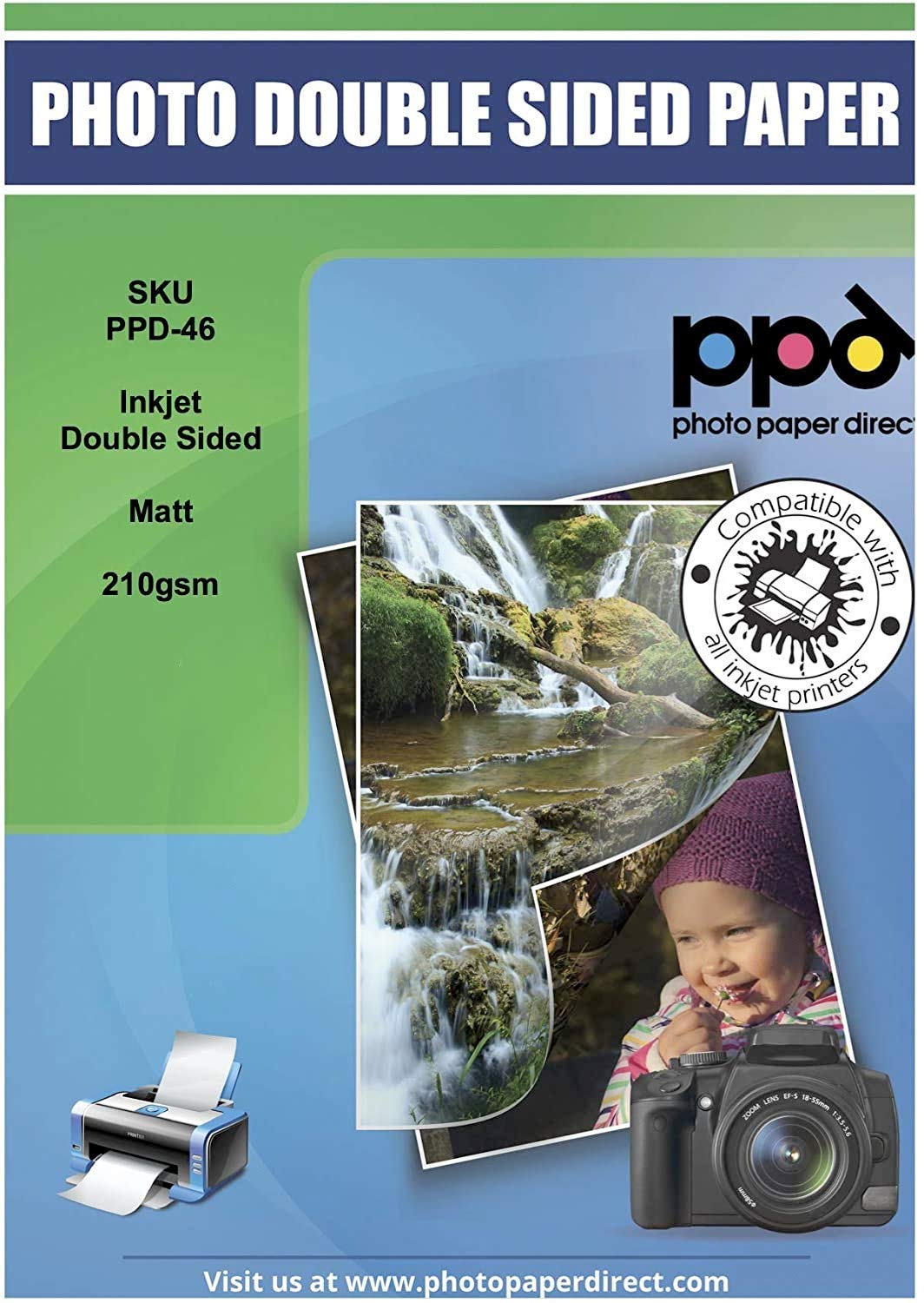 PPD 100 x A3 Inkjet Fotopapier 210g Beidseitig Bedruckbar Matt/Matt, Ideal für Flyer PPD-46-100