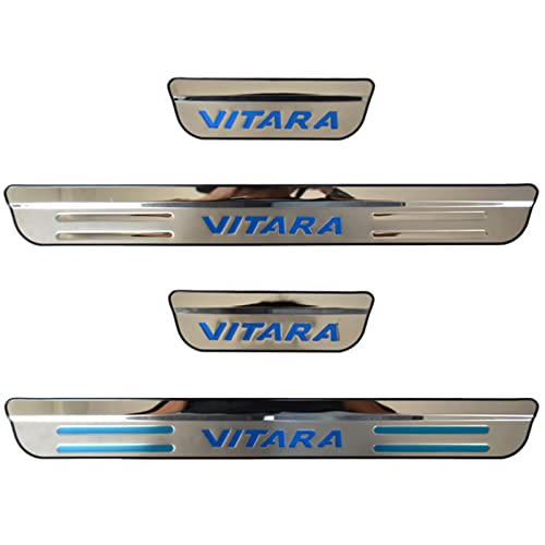 4 Stücke Auto Einstiegsleisten für Suzuki Vitara 2015-2021, Edelstahl Einstiegsleisten Verschleißplatte Pedal Schwellenpedal Auto Styling ZubehöR,Black