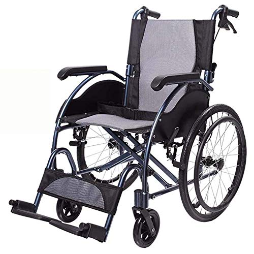 GAXQFEI Rollstuhl faltbare Licht Reise Rollstuhl Transport Rollstuhl mit bequemem Sitz, Rückenlehne, Fußstütze, faltbarer Spielraum Rollstuhl, Sitzbreite 45 cm,
