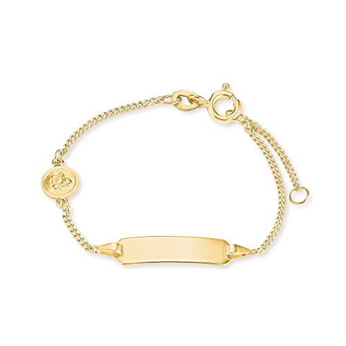 amor Identarmband für Mädchen mit Schutzengel für aus 375 Gold, längenverstellbar 12+2 cm