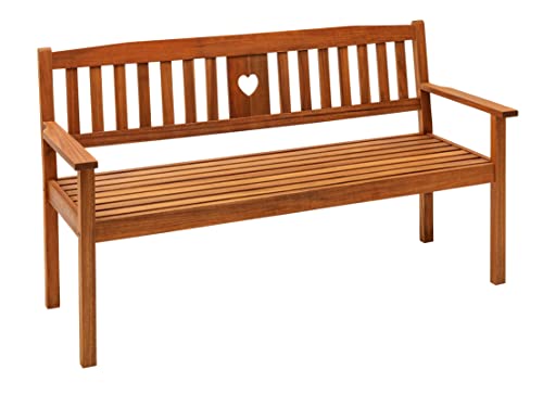 Dehner Gartenbank Heart, 3-Sitzer, 90 x 158.5 x 61 cm, FSC®-zertifiziertes Akazienholz, braun