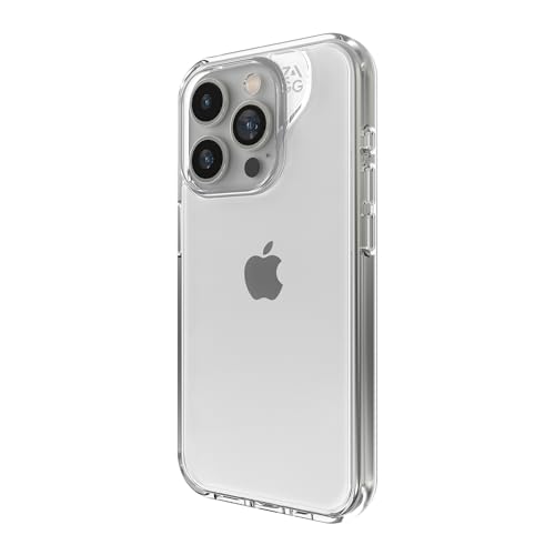 ZAGG Crystal Palace Schutzhülle für Apple iPhone 15 Pro, MagSafe,4 m Fallen, kabelloses Laden, Graphene, verbesserte Griffigkeit, transparent