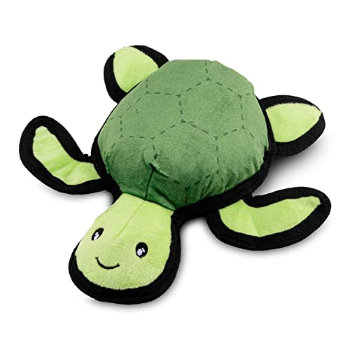 Beco Pets Hundespielzeug Tommy die Schildkröte, rau und robust, interaktives Hundespielzeug mit Quietschelement, Large, grün
