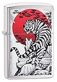 Zippo Asian Tiger Design Winddichtes Feuerzeug, Chrome, Regular