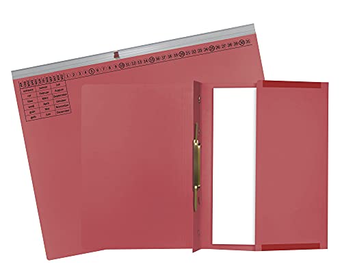 Exacompta 370103B Packung mit 25 Kanzlei Hängehefter Exaflex Premium mit Linksheftung (aus extra starkem Karton, 320 g/qm, mit großer dehnbaren Tasche zur Aufnahme von losem Schriftgut) 1 Pack rot
