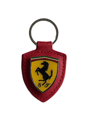 PSL Leather Shield Schlüsselanhänger 2018 Saison F1 rot Leder Schlüsselanhänger kompatibel mit Ferrari Scuderia, rot, Einheitsgröße