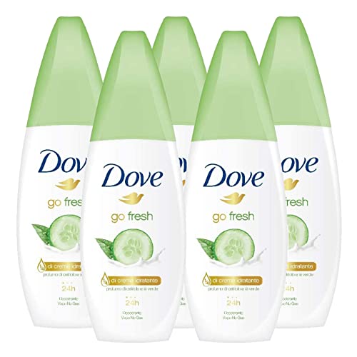 5 x Dove Deodorant Go Fresh Spray Vapo ohne Gas mit Gurken und Grüntee Antitranspirant – 5 Flaschen à 75 ml