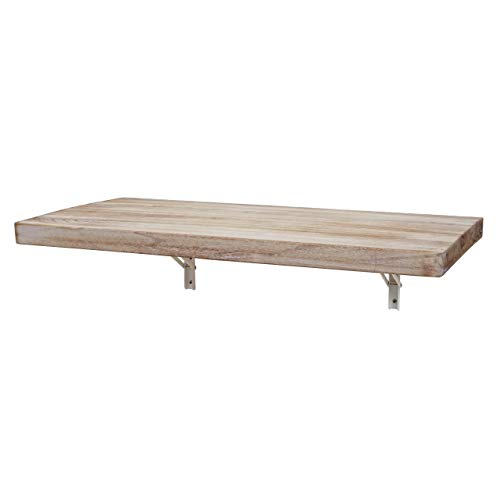 Mendler Wandtisch HWC-H48, Wandklapptisch Wandregal Tisch, klappbar Massiv-Holz - 100x50cm naturfarben