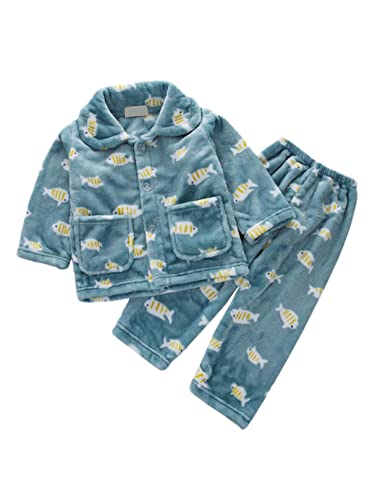 DEBAIJIA Baby Hauskleidung 0-12T Kleinkind Heimanzug Kinder Schlafanzüge Säugling Pyjama Junge Nachtwäsche Mädchen Flanell Unisex (Grün-22)