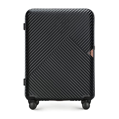 WITTCHEN Koffer – Mittelgroßer | hartschalen, Material: polycarbonat | hochwertiger und Stabiler | Schwarz | 47x26x66 cm