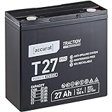 Accurat 12V 27Ah Blei-Akku AGM Blei-Batterie Zyklenfest Traction Pro-Serie VRLA Versorgungsbatterie T27 Pro (wartungsfrei)