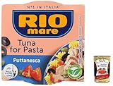 6x Rio Mare Condimento per Pasta Puttanesca con Tonno, Thunfisch in Olivenöl mit Schwarze Oliven und Kapern 160g + Italian Gourmet polpa 400g
