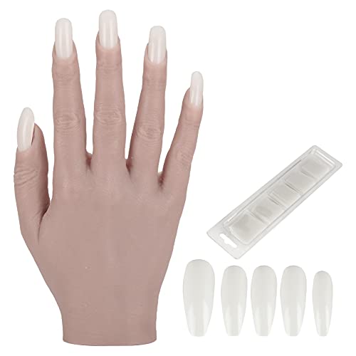 Silikon-Nageltrainingshand, Maniküre-Praxis-Schaufensterpuppe Weiche Lebensechte Biegbare Leichte Reinigung für Nagelstudio(03)