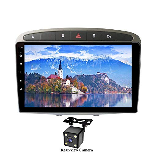 XISEDO Android 9.0 Autoradio 9 Zoll In-Dash Car Radio RAM 4G ROM 64G Autonavigation Grau Car Radio für Peugeot 308 (2008-2010) Unterstützt Lenkradkontrolle, RDS, WiFi, Bluetooth (mit Rückfahrkamera)