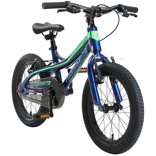 BIKESTAR Kinder Fahrrad Aluminium Mountainbike mit V-Bremse für Mädchen und Jungen ab 4-5 Jahre | 16 Zoll Kinderrad MTB | Türkis & Weiß