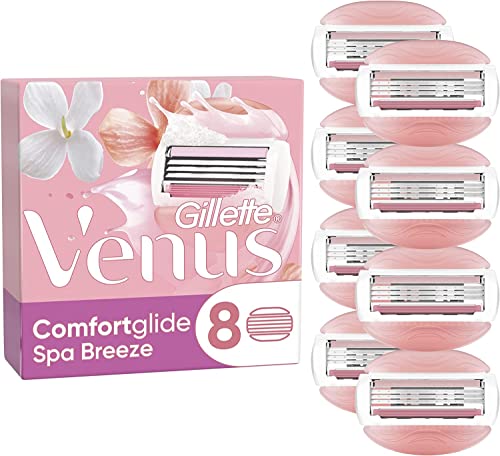 Gillette Venus ComfortGlide Spa Breeze Ersatzklingen Damenrasierer, Set von 8 jeweils mit 3 Klingen für eine anhaltend glatte und gründliche Rasur