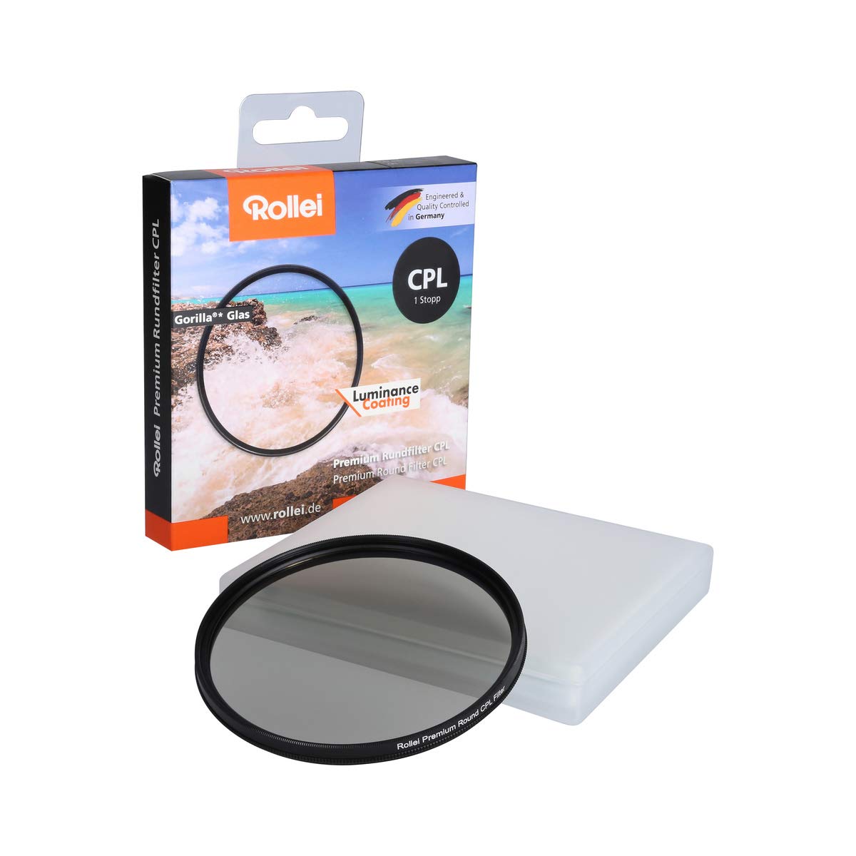 Rollei Premium Rundfilter CPL 82 mm (1 Stopp) - Polarisationsfilter (Polfilter) mit Aluminium-Ring aus Gorilla Glas mit spezieller Beschichtung - Größe: 82 mm