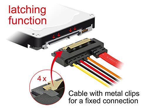 DeLock Kabel SATA 6 Gb/s 7 Pin Buchse + SATA 15 Pin Strom Stecker an SATA 22 Pin Buchse gerade Metall, 0,3m, [85228]