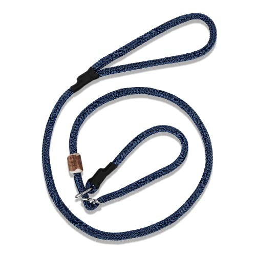Romney's Moxonleine Melrose | Retrieverleine - Halsband und Leine in einem | Schöne Farben | 8mm x 130 cm (blau)