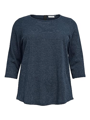 ONLY CARMAKOMA Damen Dünner Pullover Große Größen | 3/4 Arm Rundhals Shirt | Curvy Plus Size Übergröße, Farben:Blau, Größe:42-44