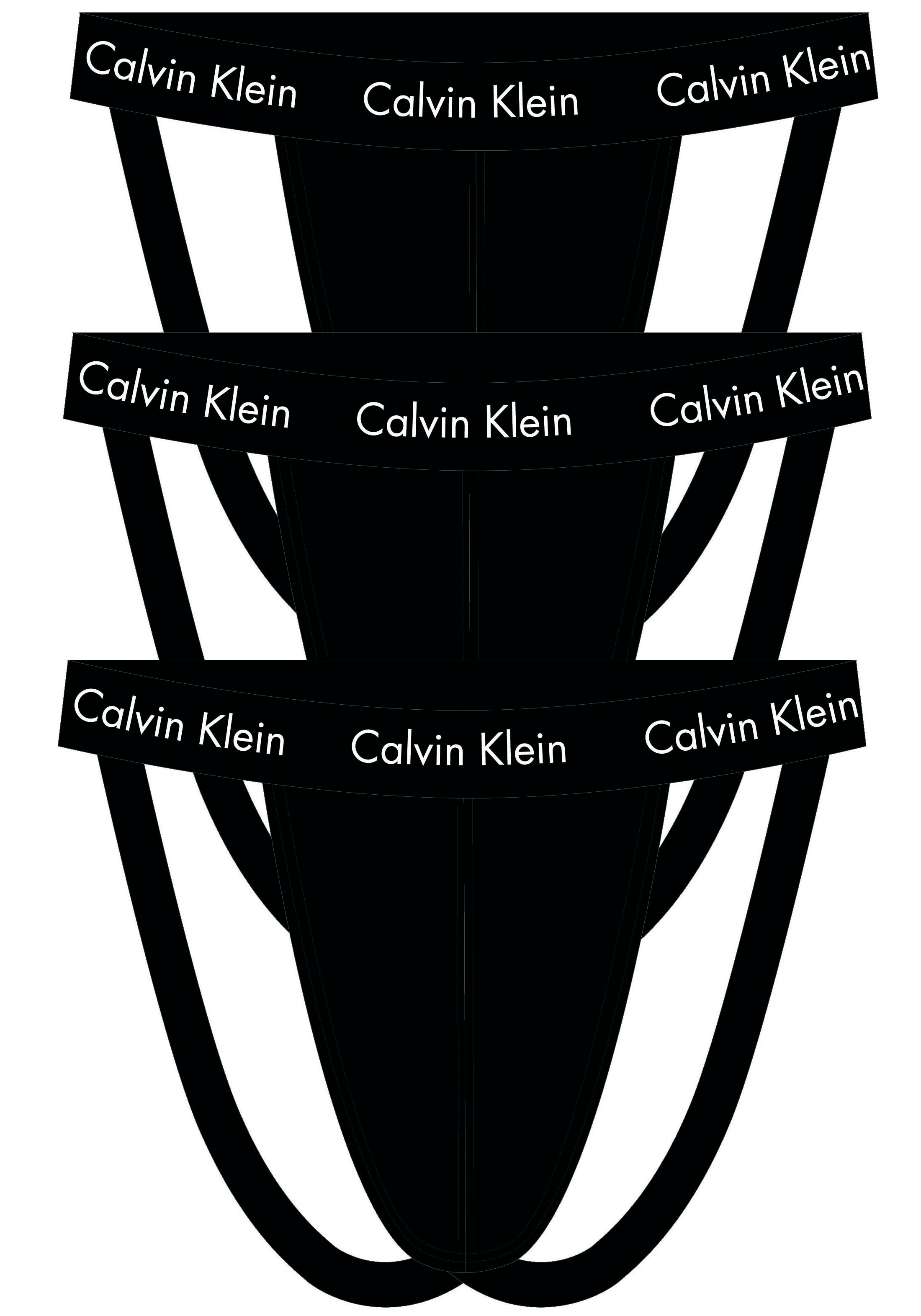 Calvin Klein Herren Jock Strap CK Pack 3 Push-up-Jockstrap-Slips Coquile sichtbare elastische Dochtwirkungstechnologie Art. NB2623A, UB1 Black, XL