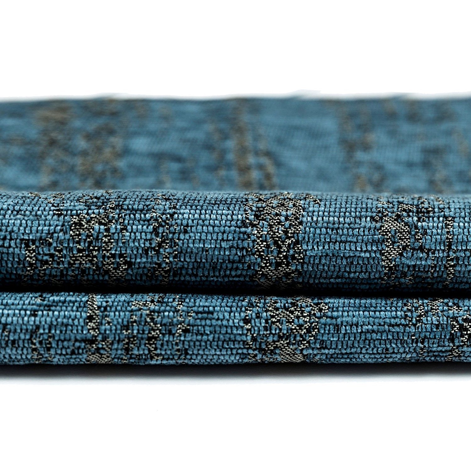 McAlister Textiles Strukturierter Chenille | Stoff als Meterware in Denim Blau | Per Meter | 140cm Breite | Deko Textil Material für Vorhänge, Bezüge, Decken, Polster