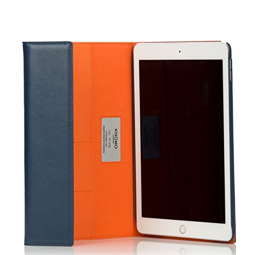 Knomo Bags Premium Leder Folio Hülle für Apple iPad Air 2 blau