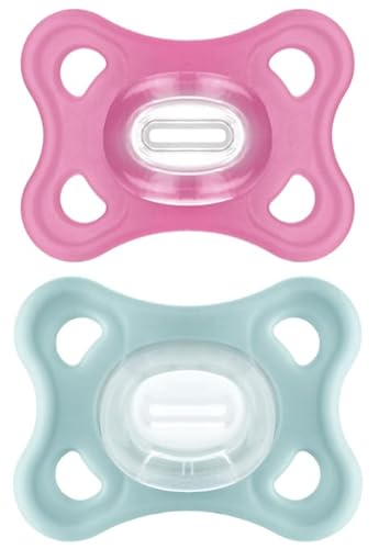 MAM Comfort Pacifiers, Newborn Pacifiers (2 Pack) 3-12 Months, Best Pacifier for Breastfed Babies, Girl Silicone