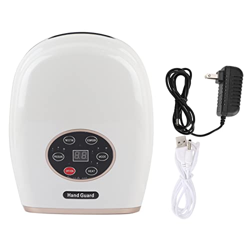 Elektrisches Handmassagegerät,Finger Acupoint Massage Schmerzlinderung,Handmassagegerät mit Wärmekompression und Heizung,Wiederaufladbares Handmassagegerät für(EU Plug（110-240v）-Weiß)