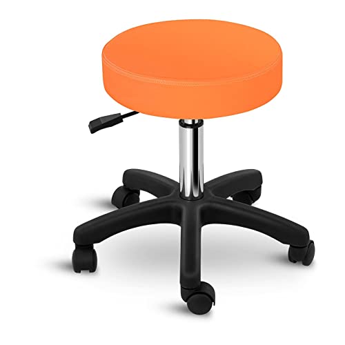 Physa Rollhocker Arbeitshocker mit Rollen Drehhocker Aversa ORANGE (orange, höhenverstellbar, max. 150 kg)
