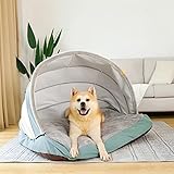 MOTT Großes Premium-Hundebett, Haustier-Nest, Zeltform mit abnehmbarem Kissen, Hundehöhle, Winterschlafsack für große Hunde, Haustierbedarf