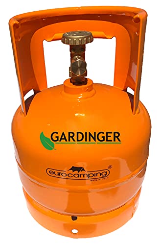 GARDINGER befüllbare 2 kg Gasflasche orange mit Kragen Propan/Butan mit Anschluss 3/8"