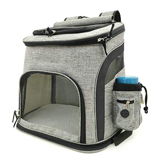 VIGAN Mesh Dog Bag Atmungsaktiver Hunderucksack Cat-Tragetasche mit großer Kapazität Pet Carrier (Grey-Black)