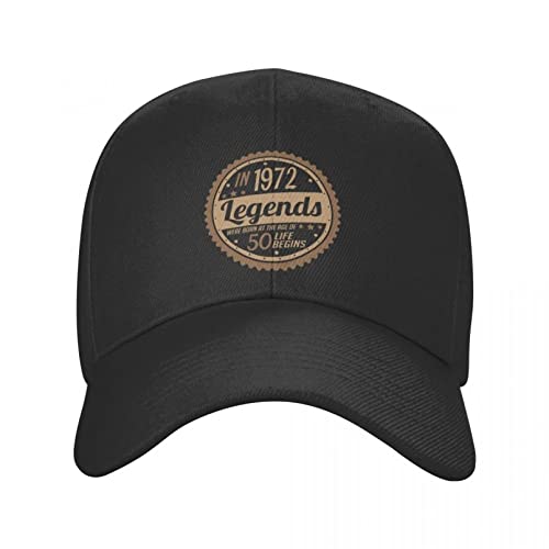 Baseball Cap Classic Made In 1972 Legends Baseball Cap für Damen Herren Verstellbarer 50. Geburtstag Dad Hat Performance